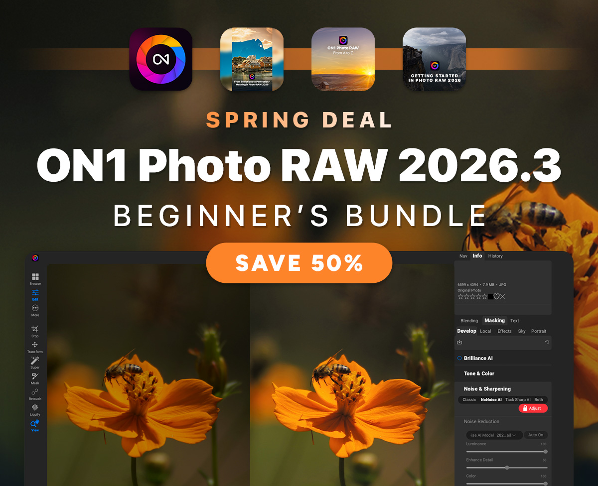 Spring Deal ON1 Photo RAW 2026.3 Beginner's Bundle [Save 50%]
